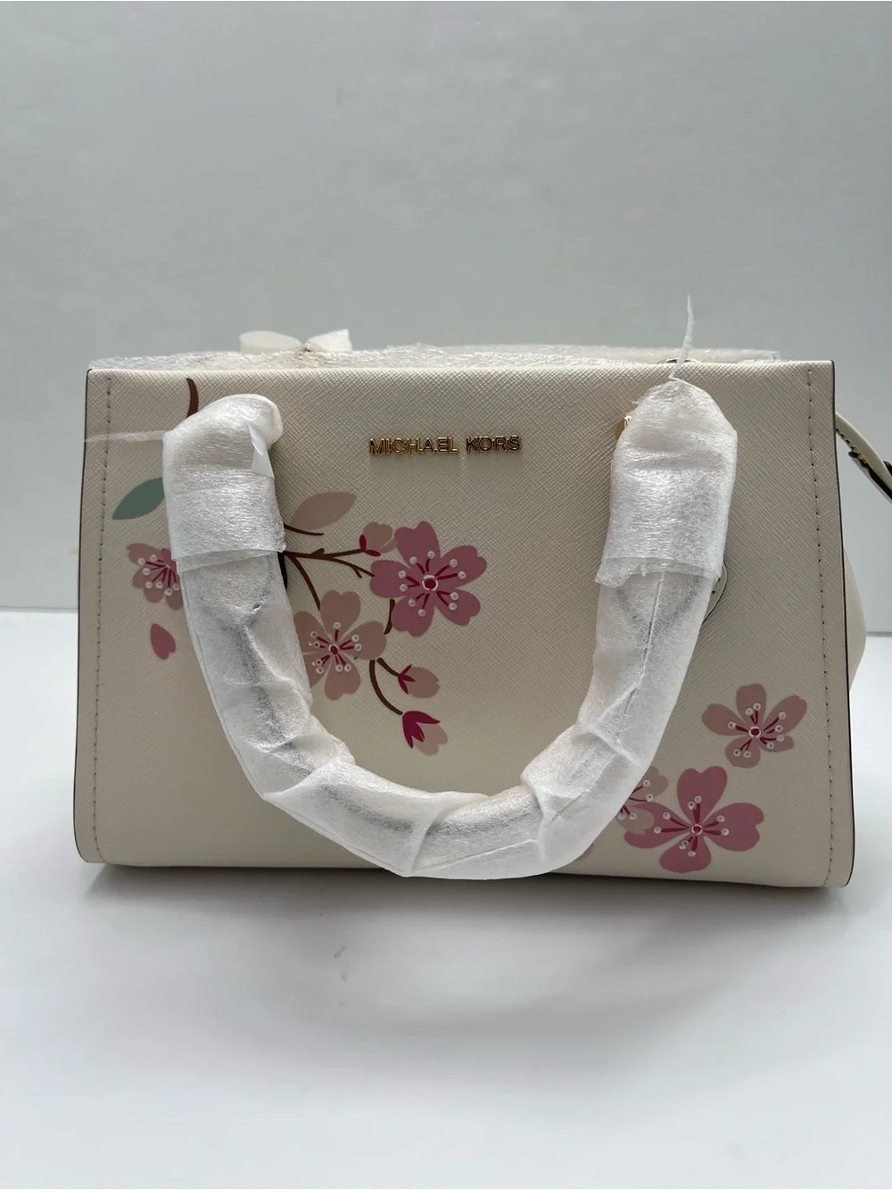 MICHAEL KORS Marilyn Sma Embellished Satchel Crossbody Messenger Lt Cream NWT